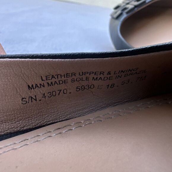 Tory Burch Lowell 2 Leather Ballet Flats Womens Size 7M Black Logo - Picture 6 of 9